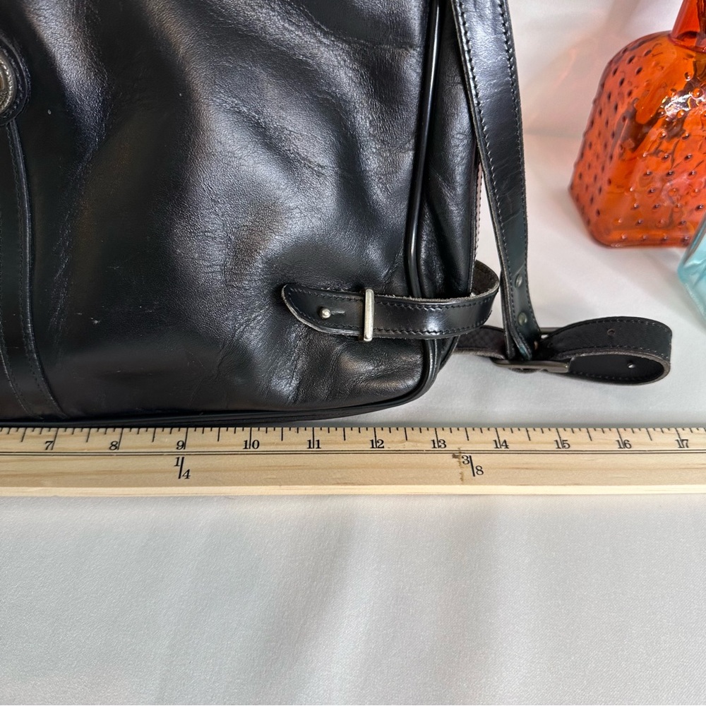 John Romain 60s Vintage Black Leather Handbag From Estate Old Money Quiet Luxury - Picture 7 of 15